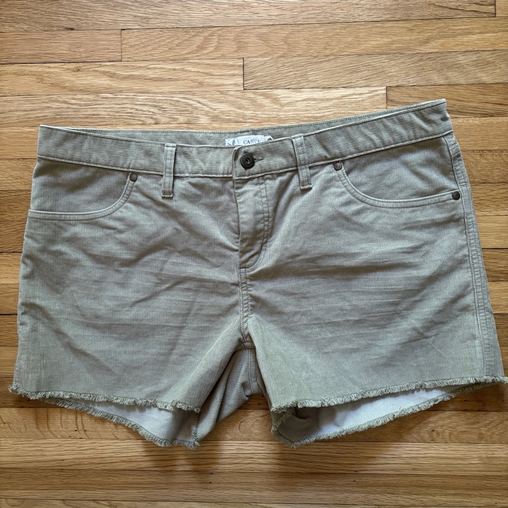 Carve Designs Shorts Women 12 Corduroy Oahu Frayed Hem 4" Inseam Army Green Gorp